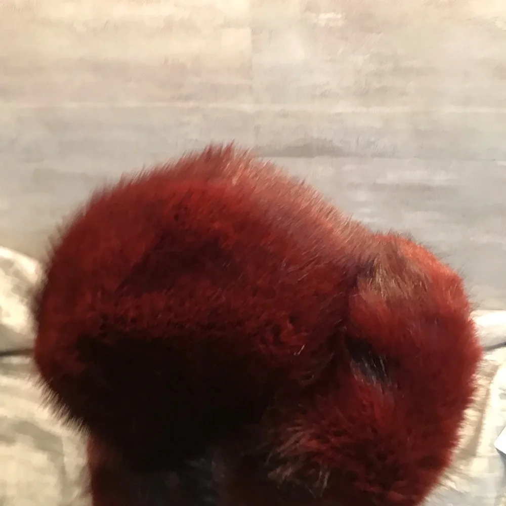 Elegant Red (wine) Faux Fur Women's Hat - Picture 3 of 5